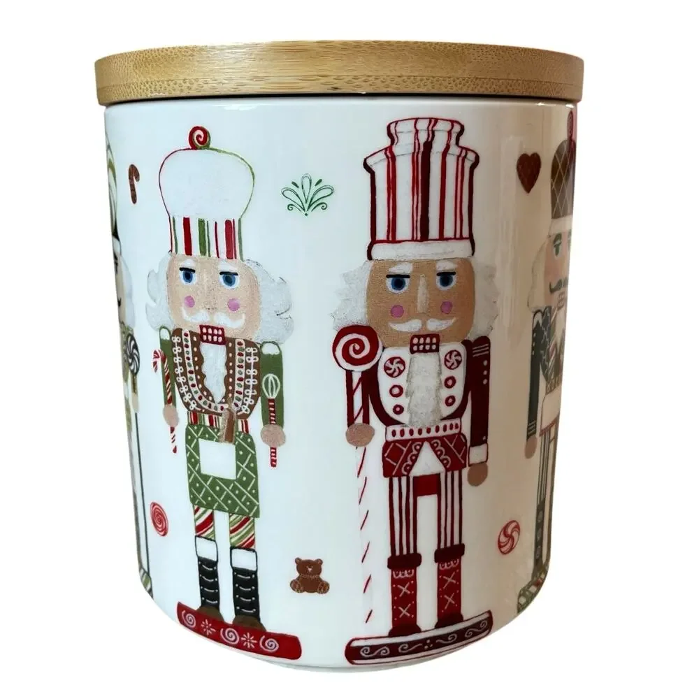 Grace Teaware Christmas NUTCRACKER Ceramic Canister w/ Wood Lid 6